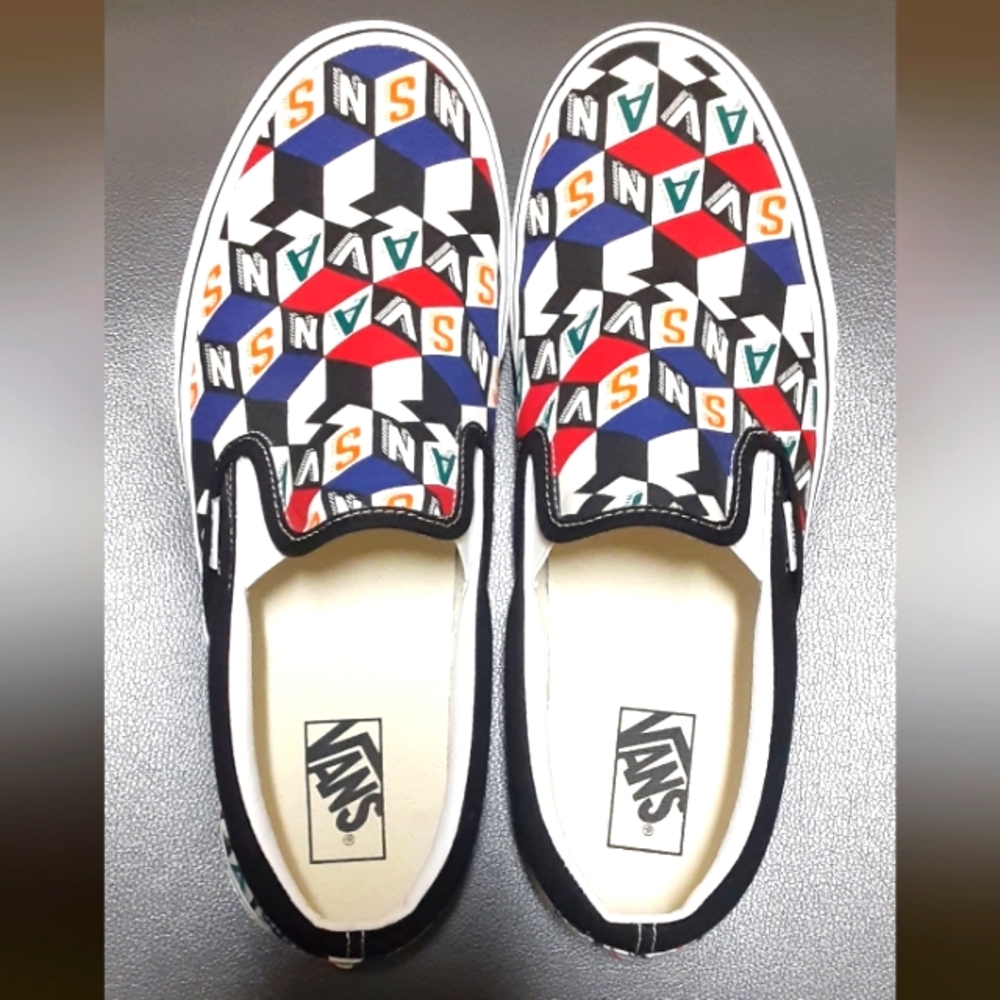 Vans Men's Slip on Multi Color Checkered Shoes (Size 11.5) - Picture 11 of 15